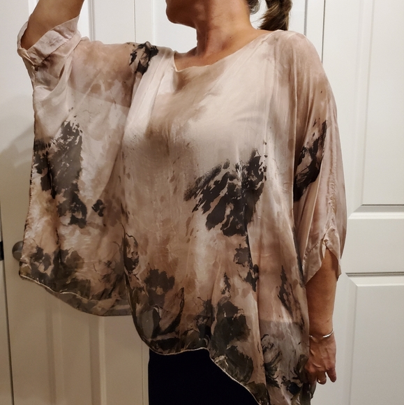 Silk Pink Oversized top Kimono style tunic - Picture 6 of 6